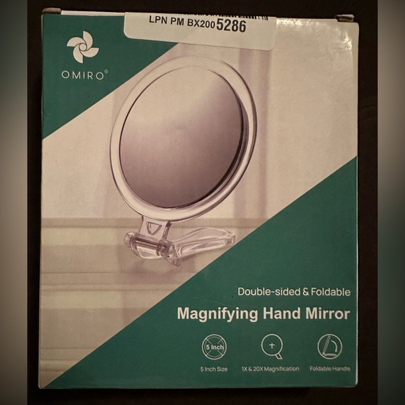 OMIRO Hand Mirror, Double-Sided 1X/20X Magnifying Foldable Makeup Mirror - Picture 2 of 10